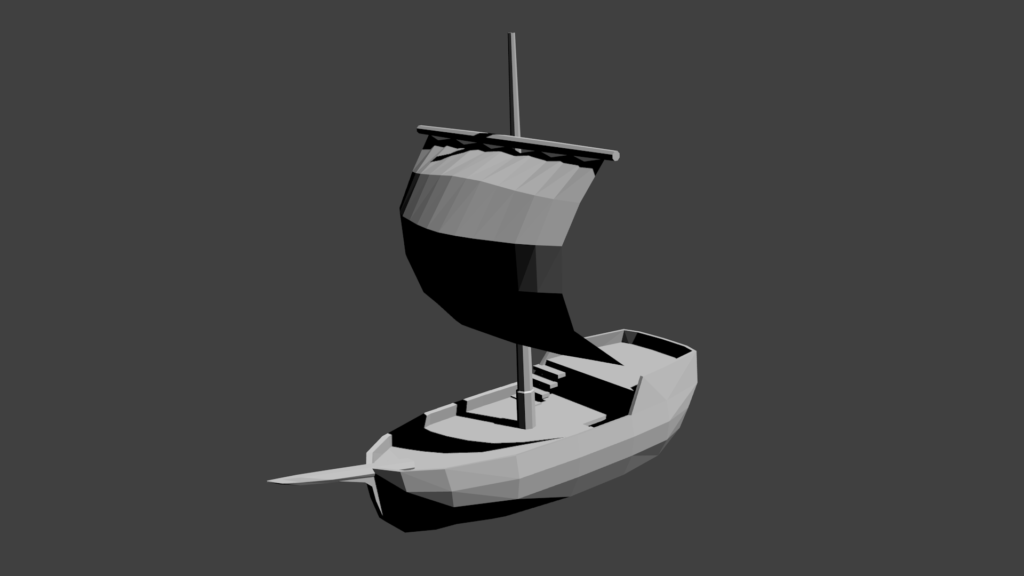 3D ship model with hull and sail