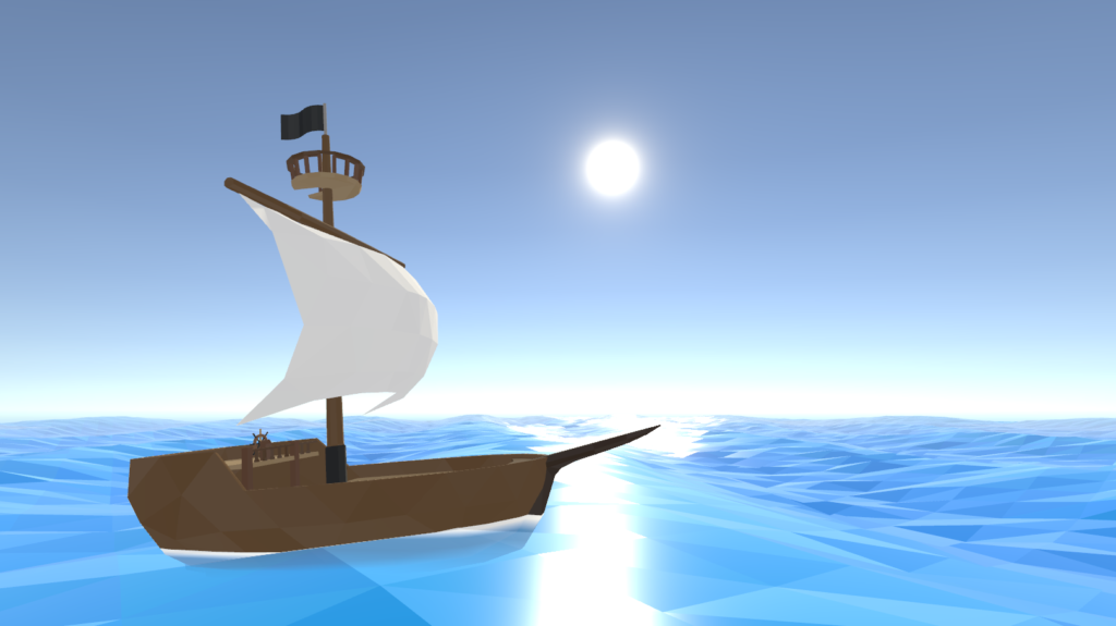 Remodeled ship with low poly water